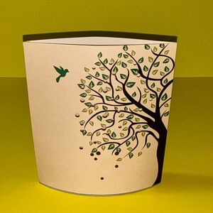 Tree and Bird Design Paper Vase Light Up